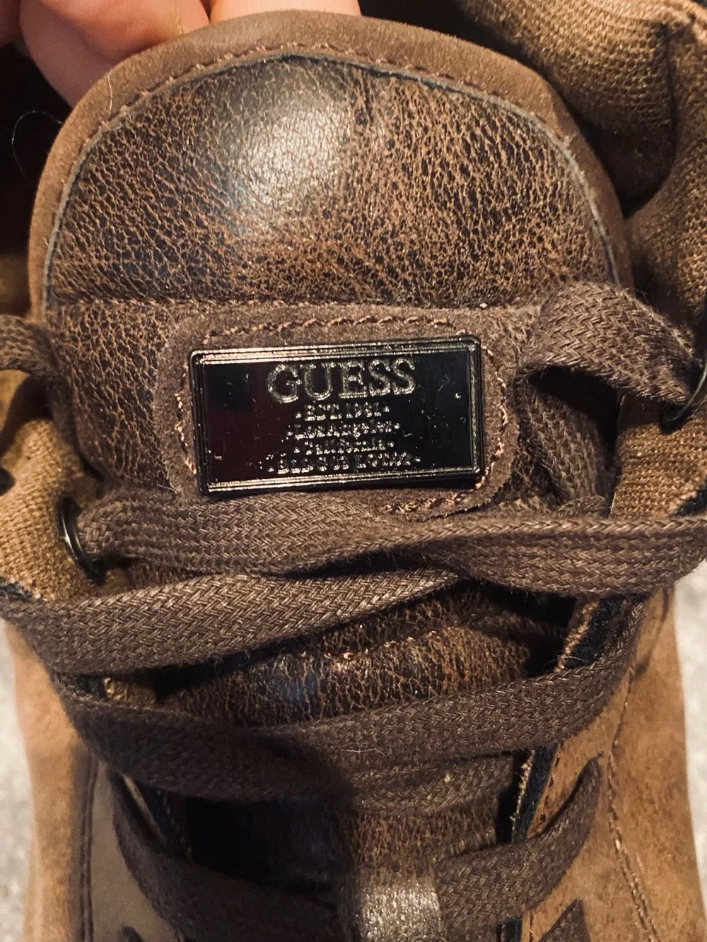 Guess Men's Brown Two-Tone High Top Shoes - Size 13